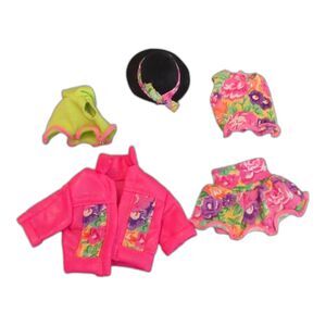 Stacie Littlest Sister Barbie Clothes Accessories Floral Coat Hat 5 Piece #4240